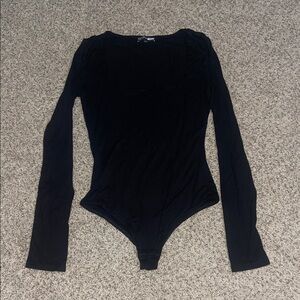 Fashion Nova Black Square Neck Bodysuit